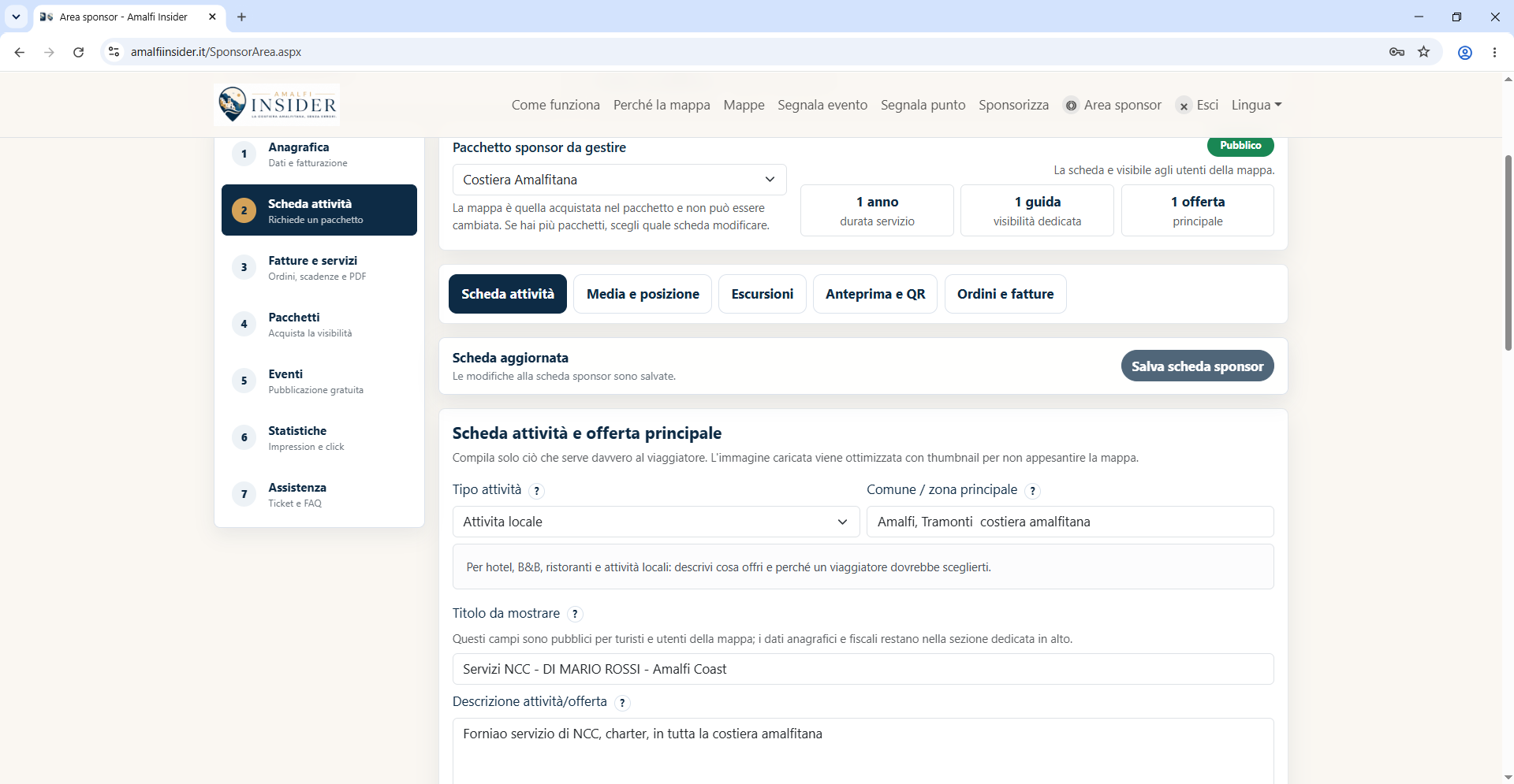 Scheda attività e offerta